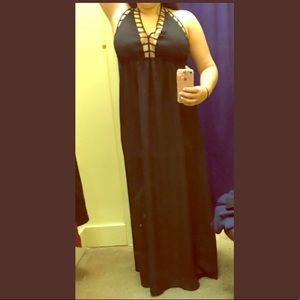Windsor- Black Cage Top Maxi Dress